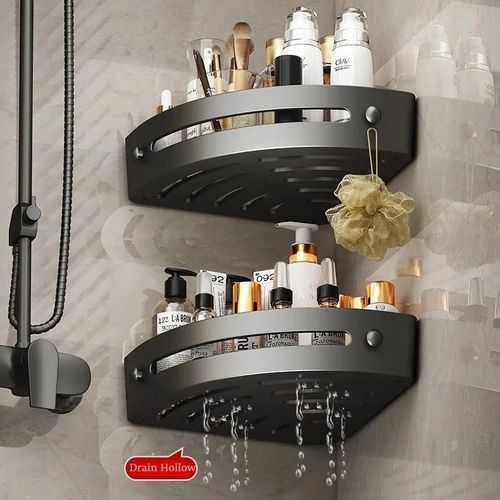2pcsBathroom Corner Shelf No Drilling Shower Rack Bathroom Storage Rack with Strong Suction Cups No-drill Corner Shower Shelf