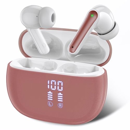 Bluetooth Earbuds with 40-Hour Battery Life (via Charging Case) – V5.3, Touch-Controlled, Hi-Fi Stereo, ENC Noise-Canceling Microphone, LED Battery Display, Deep Bass, Crystal-Clear Calls – Ideal for Sports and Fitness