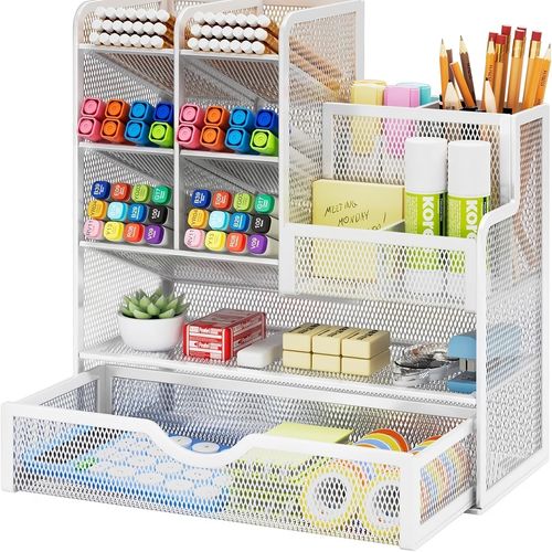 Multi-functional Storage Locker Large Capacity Metal Pen Holder Stationery Storage Rack Desk Accessories Home Office Organizer