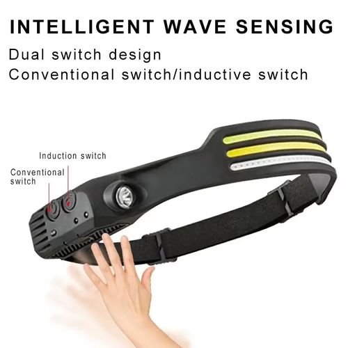 USB Rechargeable COB LED Induction Headlamp With 1200mAh Built-in Battery Head Flashlight Outdoor Camping Fishing Head Lantern