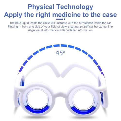 Anti Vertigo Glasses Motion Sickness Glasses,Relieve Carsickness Seasickness Glasses,No Lens Liquid Glasses for Adults or Kids