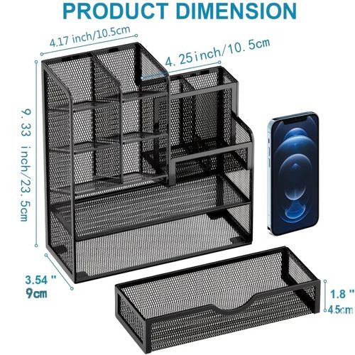 Multi-functional Storage Locker Large Capacity Metal Pen Holder Stationery Storage Rack Desk Accessories Home Office Organizer