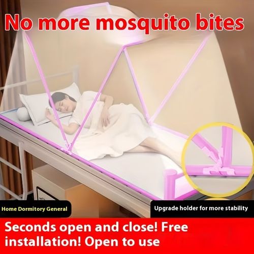 🦟 Folding Mosquito Net, Blue & Pink Polyester Mesh ✨ Quick Installation, No Assembly Required 🎒 Lightweight & Portable 🏡 Ideal Choice for Home Use with Elegant Minimalist Design