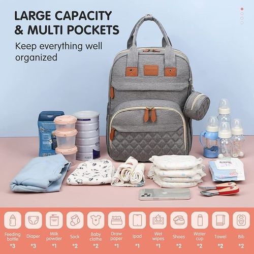 🎀Extra‑Large Capacity Foldable 3‑in‑1 Diaper Bag   MaternityBaby Bag  ✨with USB Charging Port 👶💖