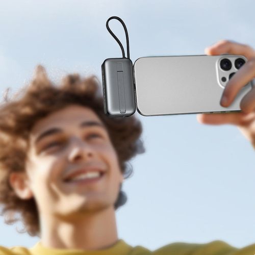 FONTASTIC 265518 Mini Power Bank 3in1 5000 mAh con 2 puertos USB-C™, negro y gris