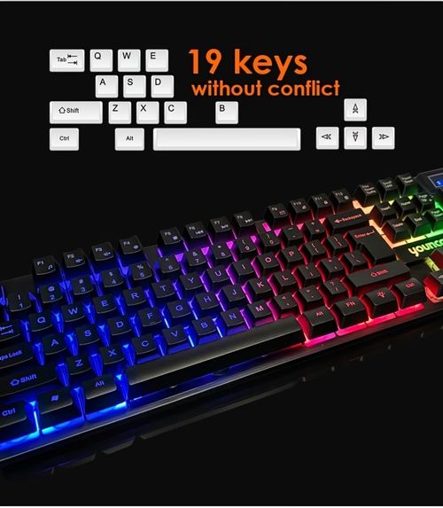 3-Piece Wired Gaming Set 🖱️Keyboard Mouse Pad, Rainbow Backlight 🎮Supports PC PS4 PS5 Xbox 🔌No Batteries Needed