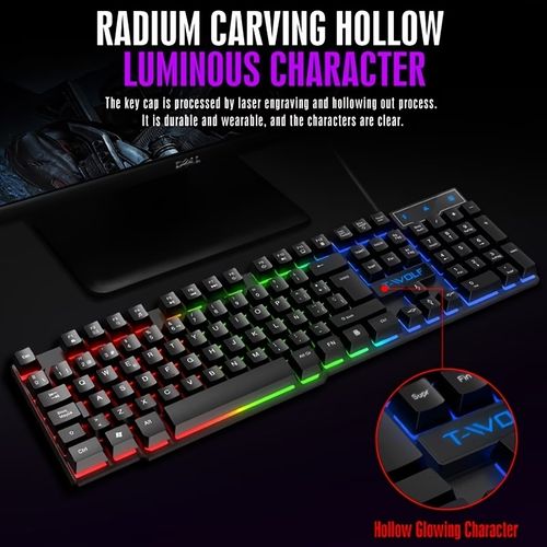 3-Piece Wired Gaming Set 🖱️Keyboard Mouse Pad, Rainbow Backlight 🎮Supports PC PS4 PS5 Xbox 🔌No Batteries Needed