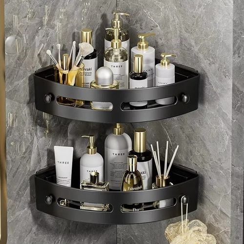 2pcsBathroom Corner Shelf No Drilling Shower Rack Bathroom Storage Rack with Strong Suction Cups No-drill Corner Shower Shelf