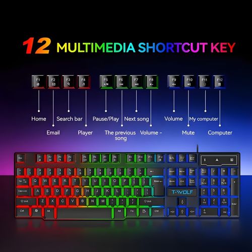 3-Piece Wired Gaming Set 🖱️Keyboard Mouse Pad, Rainbow Backlight 🎮Supports PC PS4 PS5 Xbox 🔌No Batteries Needed