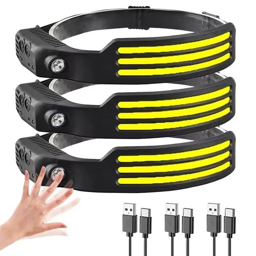 USB Rechargeable COB LED Induction Headlamp With 1200mAh Built-in Battery Head Flashlight Outdoor Camping Fishing Head Lantern