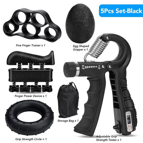 5-60Kg Adjustable Grip Strength Trainer with Finger Exerciser Hand Grip Strengthener for Muscle Building and Injury Recover