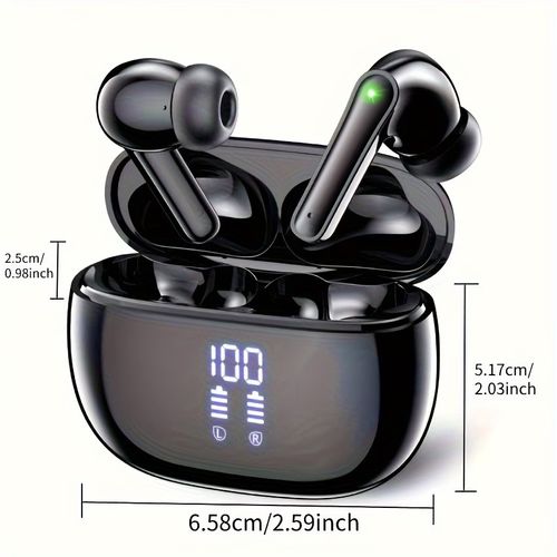 Bluetooth Earbuds with 40-Hour Battery Life (via Charging Case) – V5.3, Touch-Controlled, Hi-Fi Stereo, ENC Noise-Canceling Microphone, LED Battery Display, Deep Bass, Crystal-Clear Calls – Ideal for Sports and Fitness