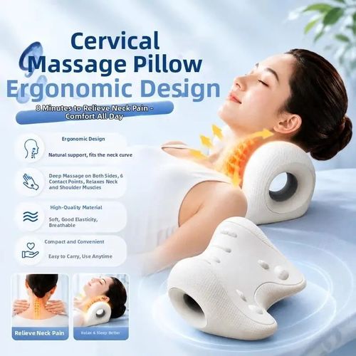 Cervical Massage Pillow U-Shaped Contour Fatigue Relaxation Neck Shoulder Relaxer Multi-Purpose Use Acupressure Desig Pillow