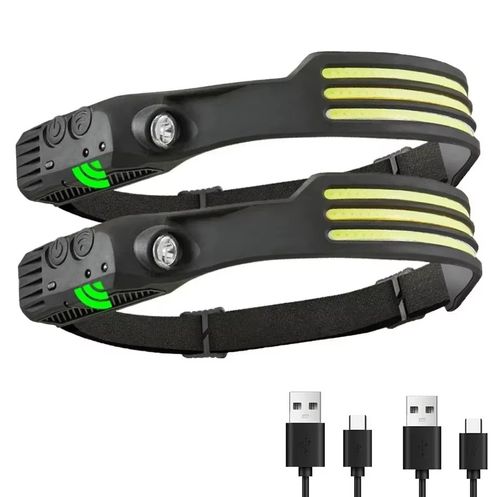USB Rechargeable COB LED Induction Headlamp With 1200mAh Built-in Battery Head Flashlight Outdoor Camping Fishing Head Lantern