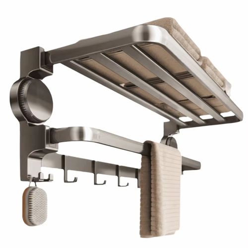50cm Bathroom Towel Rack Suction Cup No Drilling Bathroom Storage Rack Space Saving Foldable Wall Mount Towel Holder Home