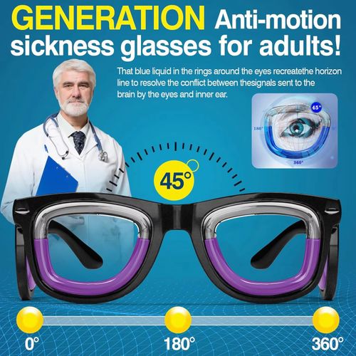 Anti-Motion Sickness Glasses   Ultra-Light Ergonomic Design for Cars Travel Cruises   Portable Nausea Relief