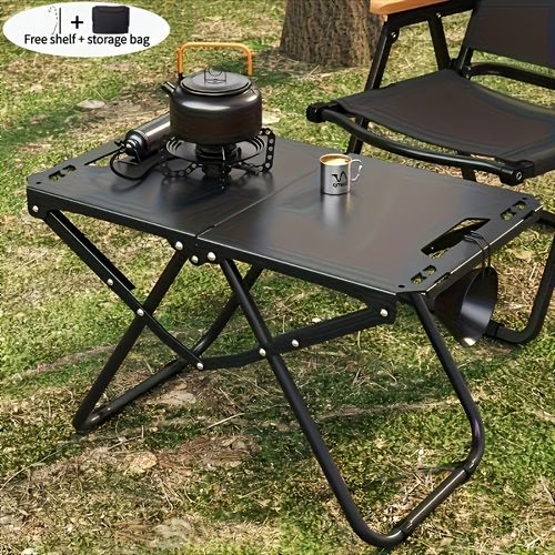🏕️Folding camping table with storage bag 🌿iron picnic table for camping beach hiking 🥾