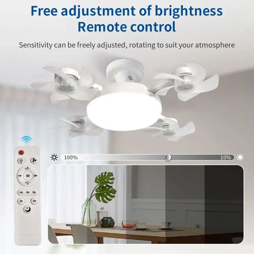 4 Heads Drone Style E27 Ceiling Fan Light 2-in-1 AC85-265V Three Colors LED Fan Lamp With Remote Control For Home Restaurant