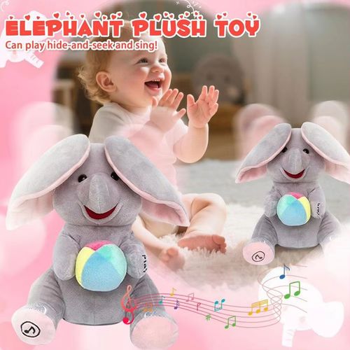 Singing Plush Elephant Toy With Lovely Sounds And Songs Moveable Ear Kids Interactive Roleplay Cuddle Doll Comfort Toy A2UB