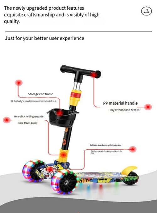 ✨Super fun kids scooter🛴 all children adore Light foldable pedal, easy to carry for outdoor trips 🌳 Suitable for boys 👦 and girls 👧 aged 3+ Glowing flashing wheels🌟 shine on every walk Stable smooth riding for park and family outings Solid safe structure for worry-free play Compact fold design saves much space at home 🏠
