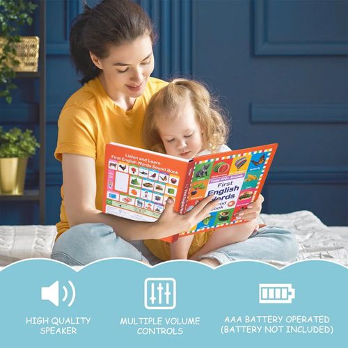 English Words Book Kids English Words Book With Sound Educational Vocabulary Studying Companion For Home 2-6 Years Old Girls
