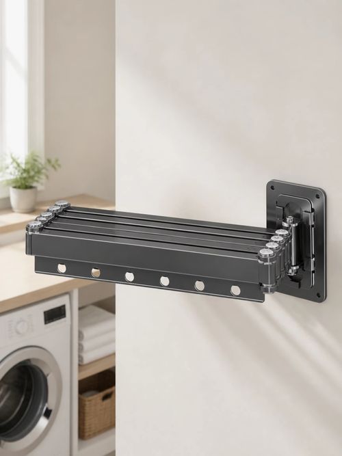 Space‑Saver Clothes Drying Rack Organizer, Storage Box, Organizers, Storage Organizer Two‑section Tri‑fold Retractable Clothes Drying Rack For