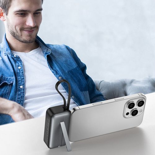 FONTASTIC 265518 Mini Power Bank 3in1 5000 mAh con 2 puertos USB-C™, negro y gris