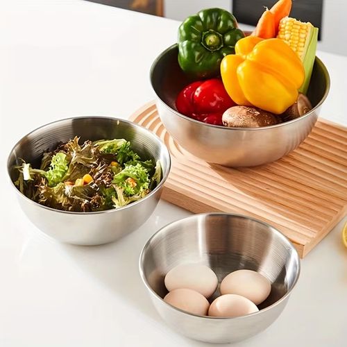 1-3 Stainless Steel Bowl Set with Scale for Cooking Baking Food Storage Large Capacity Mixing Bowls for Home Kitchen Essentials