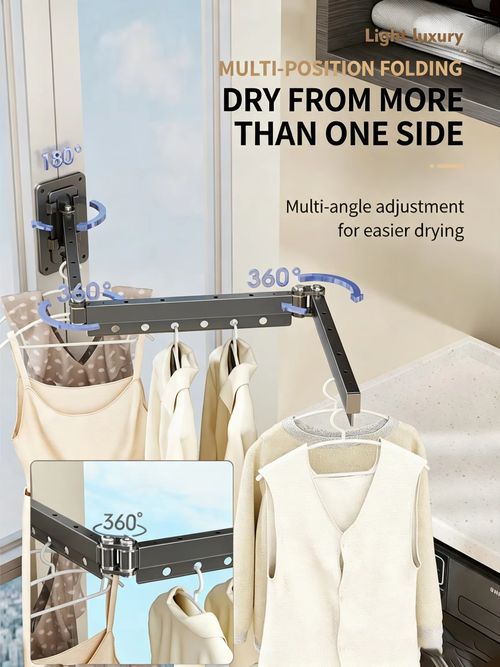 Space‑Saver Clothes Drying Rack Organizer, Storage Box, Organizers, Storage Organizer Two‑section Tri‑fold Retractable Clothes Drying Rack For