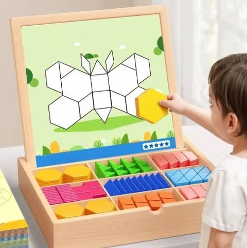 ✨Wooden Magnetic Block Puzzle Set 📦 Safe wooden blocks spark kids   creativity 🧱. Neat storage box 🎀, portable for trips👶. Great gift to cut kids   screen‑time for family play.