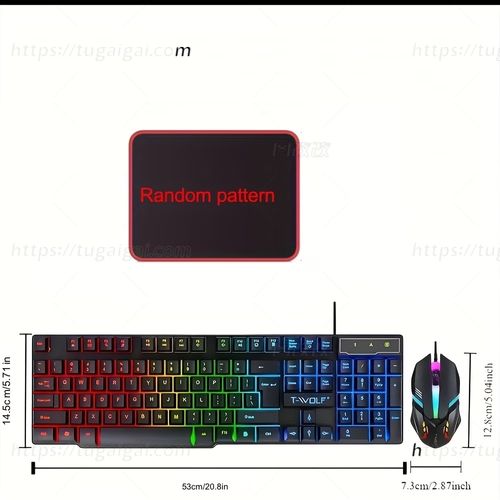3-Piece Wired Gaming Set 🖱️Keyboard Mouse Pad, Rainbow Backlight 🎮Supports PC PS4 PS5 Xbox 🔌No Batteries Needed