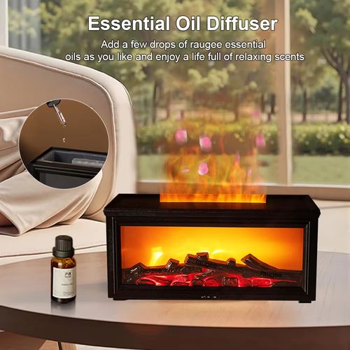 Aroma Air Humidifier Flame Fireplace Essential Oil Diffuser Desktop USB Cool Mist Maker Ultrasonic Aroma Diffuser with Remote