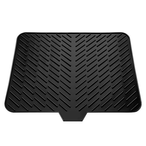 Silicone Dish Drying Mat Non-slipping Heat-Resistant Kitchen Hygienic Drying Pad Foldable Dish Rack Mat with Built-in Drain Lip