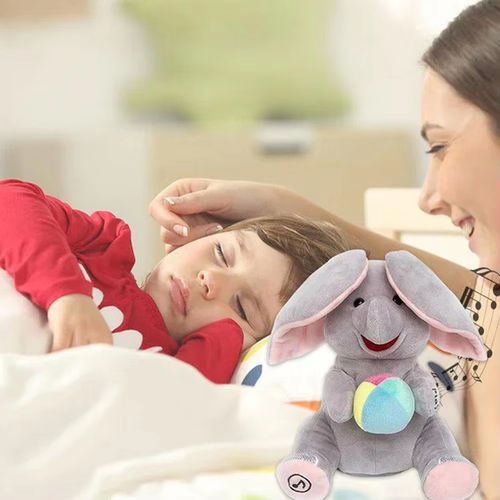 Singing Plush Elephant Toy With Lovely Sounds And Songs Moveable Ear Kids Interactive Roleplay Cuddle Doll Comfort Toy A2UB