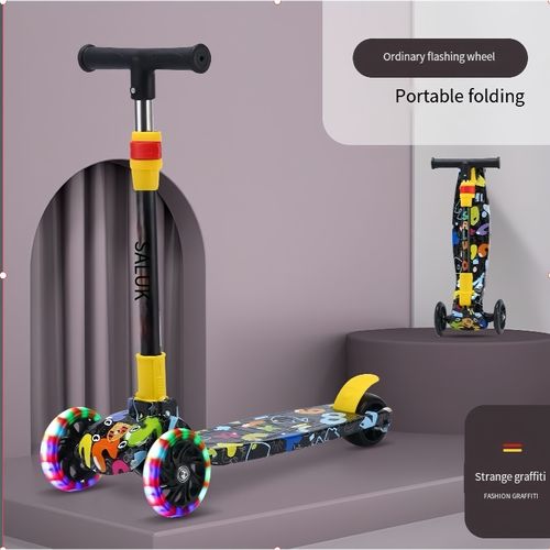 Foldable Kick Scooter for Boys and Girls – Cool Design with Light-Up Wheels