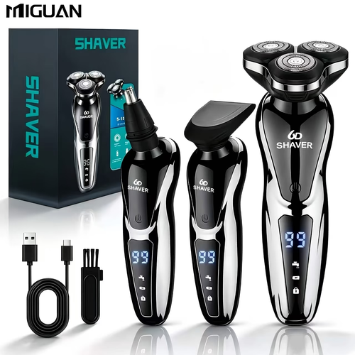 Men is Electric Shaver, 3in1 Multifunctional Shaver  Shaving, Sideburn Trimming, and Nose Hair Trimming   USB Rechargeable, Digital Display  A Perfect Holiday Gift for Men