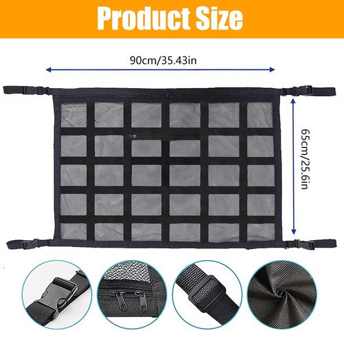 Car Strong Net Bag Load-Bearing Mesh Car Roof Storage Capacity Car Ceiling Auto Accessories Organizer Large Journey Space Saving