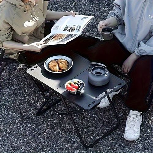 🏕️Folding camping table with storage bag 🌿iron picnic table for camping beach hiking 🥾