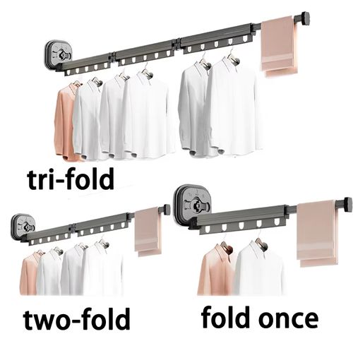 Space‑Saver Clothes Drying Rack Organizer, Storage Box, Organizers, Storage Organizer Two‑section Tri‑fold Retractable Clothes Drying Rack For
