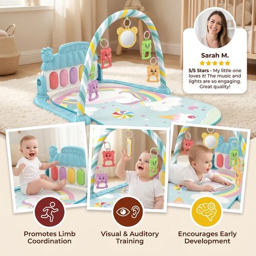 🎵3-in-1 Musical Interactive Piano Pedal🎈 Exercise, Crawling Play Mat🎗️