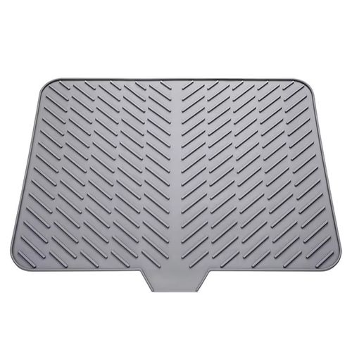 Silicone Dish Drying Mat Non-slipping Heat-Resistant Kitchen Hygienic Drying Pad Foldable Dish Rack Mat with Built-in Drain Lip