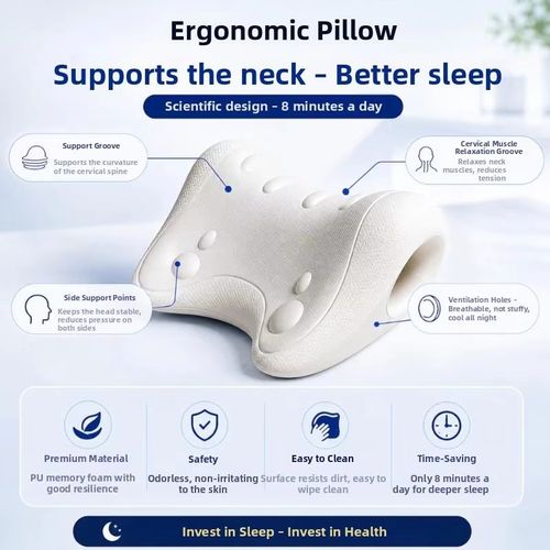 Cervical Massage Pillow U-Shaped Contour Fatigue Relaxation Neck Shoulder Relaxer Multi-Purpose Use Acupressure Desig Pillow