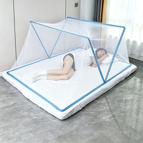 🦟 Folding Mosquito Net, Blue & Pink Polyester Mesh ✨ Quick Installation, No Assembly Required 🎒 Lightweight & Portable 🏡 Ideal Choice for Home Use with Elegant Minimalist Design