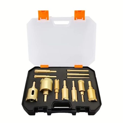 12pcs Diamond Drill Bit Set for Glass, Marble & Stone - 6-35mm Hole Saw Kit with Hand Tools, Granite, Tile, Ceramic