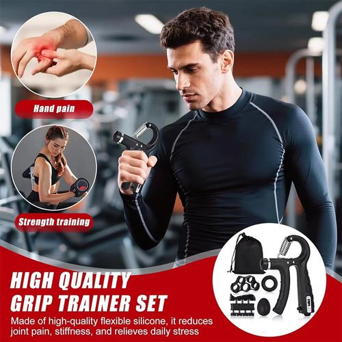 5-60Kg Adjustable Grip Strength Trainer with Finger Exerciser Hand Grip Strengthener for Muscle Building and Injury Recover