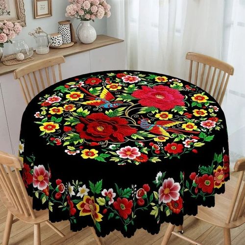 ⏳Mexican Floral Tablecloth with Scalloped Edge🏵️