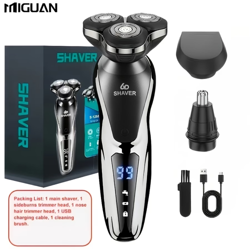 Men is Electric Shaver, 3in1 Multifunctional Shaver  Shaving, Sideburn Trimming, and Nose Hair Trimming   USB Rechargeable, Digital Display  A Perfect Holiday Gift for Men