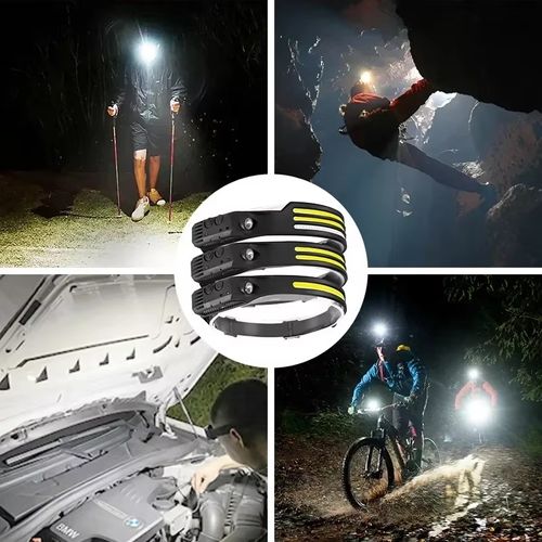 USB Rechargeable COB LED Induction Headlamp With 1200mAh Built-in Battery Head Flashlight Outdoor Camping Fishing Head Lantern
