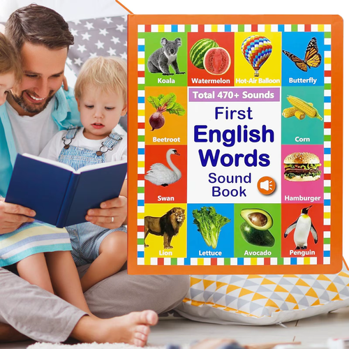 English Words Book Kids English Words Book With Sound Educational Vocabulary Studying Companion For Home 2-6 Years Old Girls