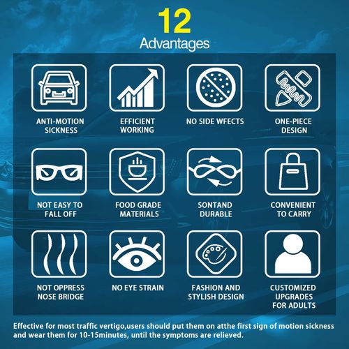Anti-Motion Sickness Glasses   Ultra-Light Ergonomic Design for Cars Travel Cruises   Portable Nausea Relief